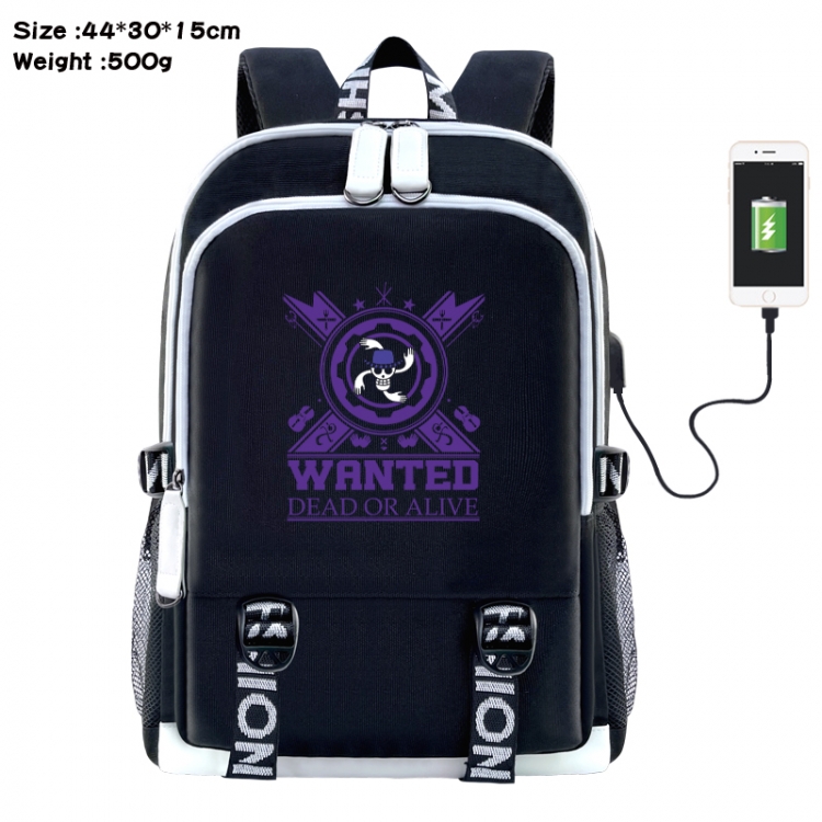 One Piece Anime Double Zipper Data Backpack 44X30X15CM