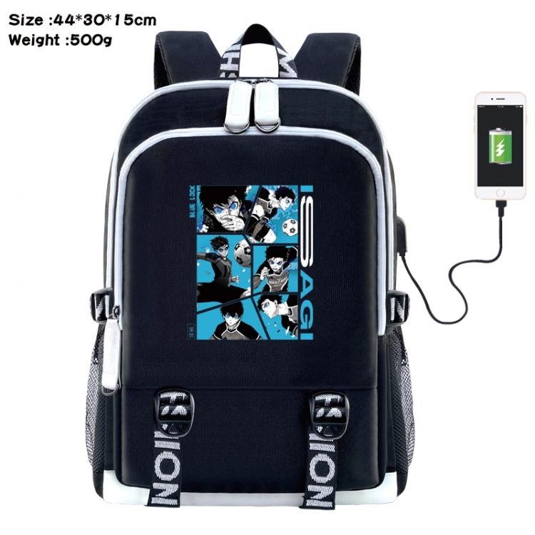 BLUE LOCK Anime Double Zipper Data Backpack 44X30X15CM