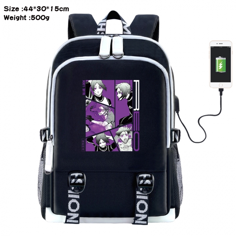 BLUE LOCK Anime Double Zipper Data Backpack 44X30X15CM