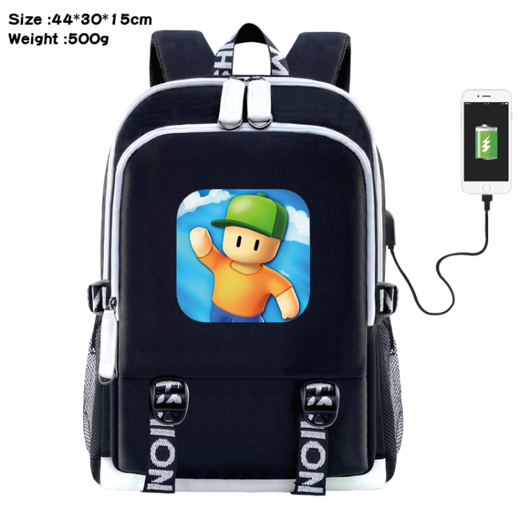 Fall Guys Anime Double Zipper Data Backpack 44X30X15CM