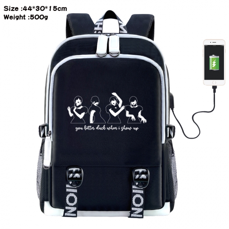 Wednesday Anime Double Zipper Data Backpack 44X30X15CM