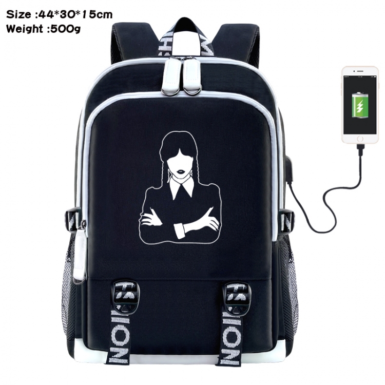 Wednesday Anime Double Zipper Data Backpack 44X30X15CM