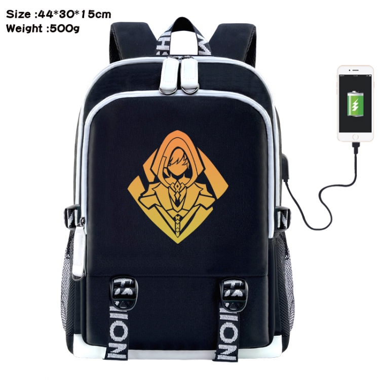 Genshin Impact Anime Double Zipper Data Backpack 44X30X15CM