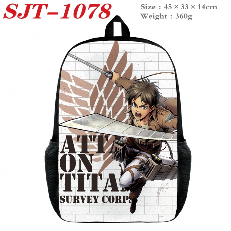 Shingeki no Kyojin Anime nylon canvas backpack student backpack 45x33x14cm  SJT-1078