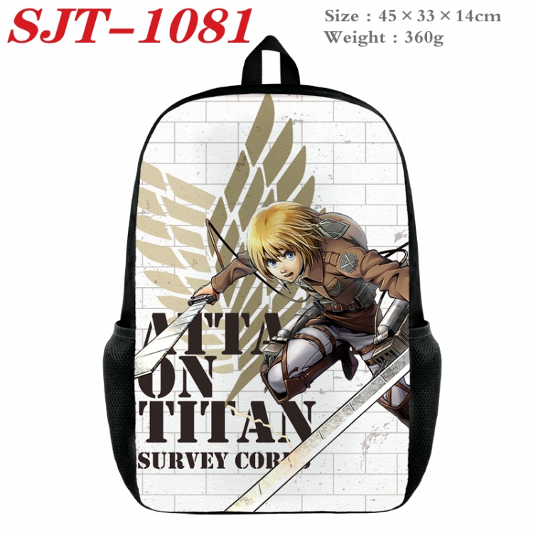 Shingeki no Kyojin Anime nylon canvas backpack student backpack 45x33x14cm SJT-1081