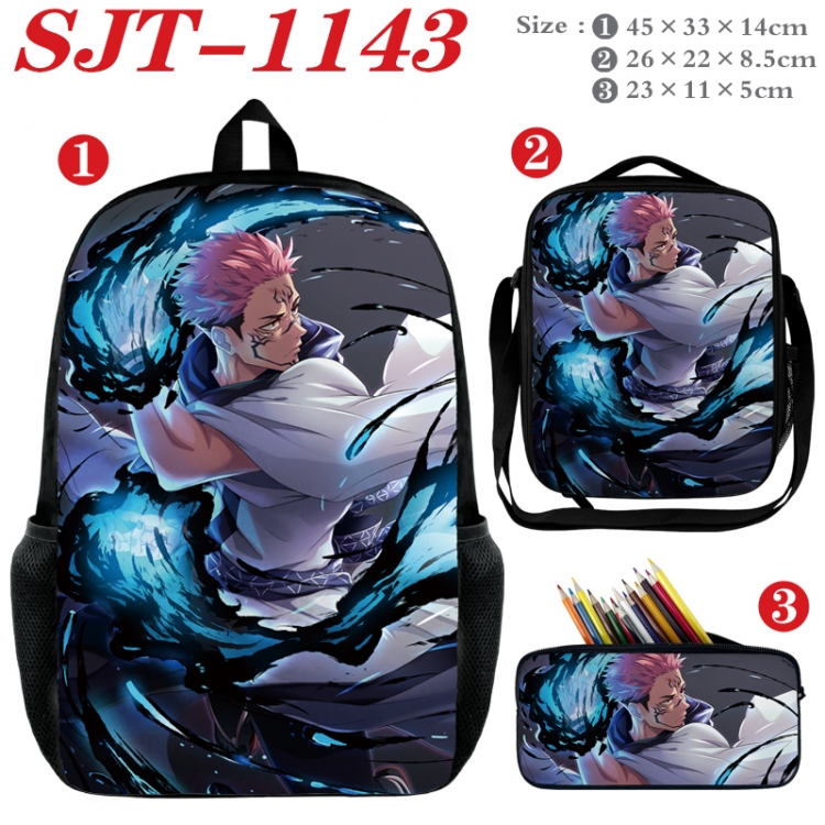 Jujutsu Kaisen Anime nylon canvas backpack pencil case crossbody bag three piece set 45x33x14cm SJT-1143