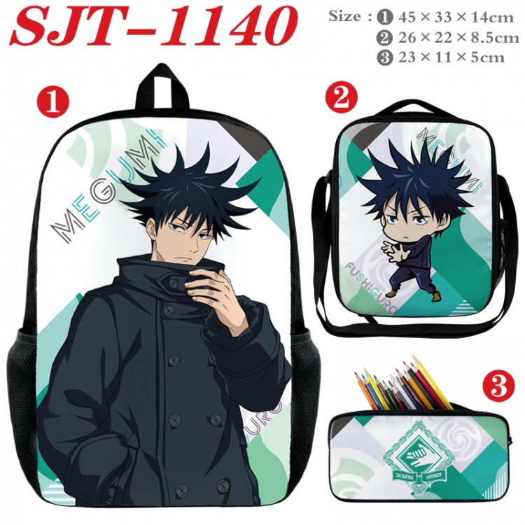 Jujutsu Kaisen Anime nylon canvas backpack pencil case crossbody bag three piece set 45x33x14cm  SJT-1140