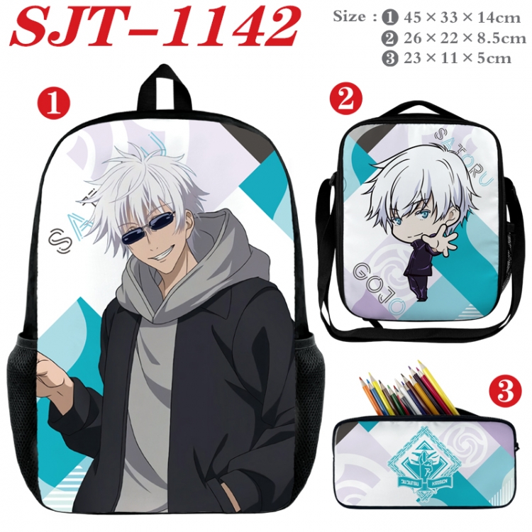 Jujutsu Kaisen Anime nylon canvas backpack pencil case crossbody bag three piece set 45x33x14cm  SJT-1142