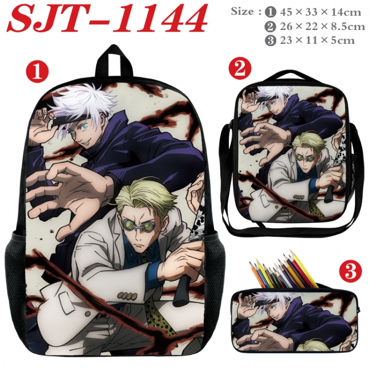 Jujutsu Kaisen Anime nylon canvas backpack pencil case crossbody bag three piece set 45x33x14cm SJT-1144