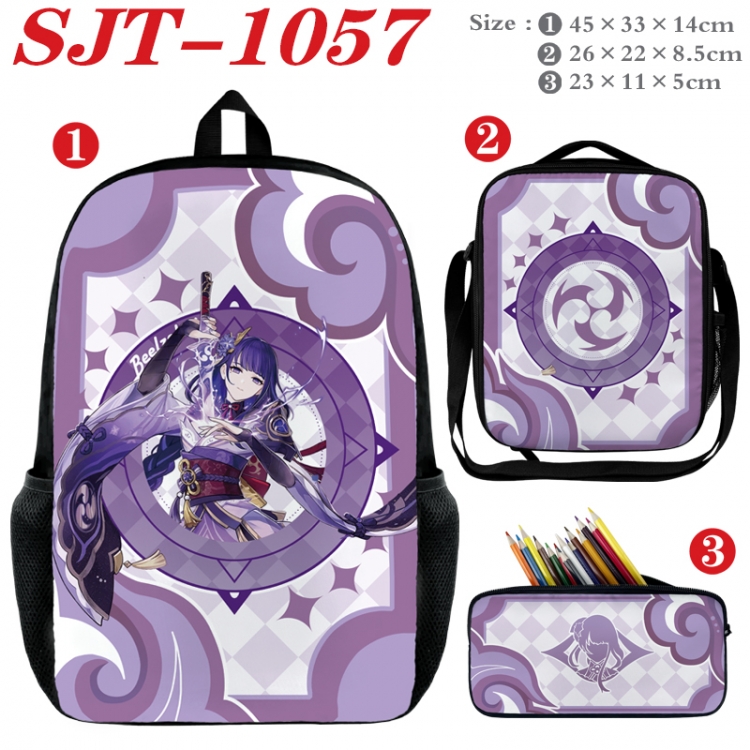 Genshin Impact Anime nylon canvas backpack pencil case crossbody bag three piece set 45x33x14cm SJT-1057