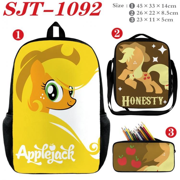 My Little Pony Anime nylon canvas backpack pencil case crossbody bag three piece set 45x33x14cm  SJT-1092