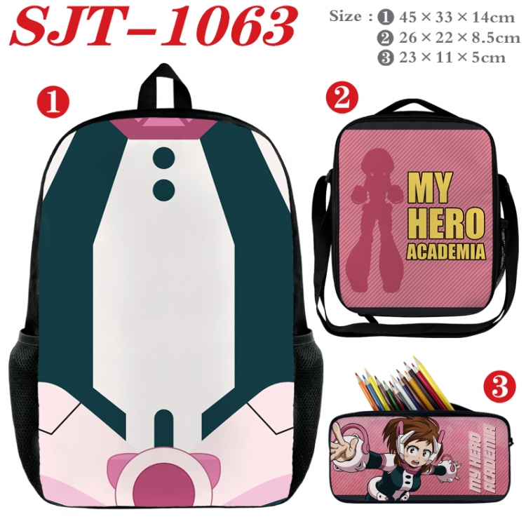 My Hero Academia Anime nylon canvas backpack pencil case crossbody bag three piece set 45x33x14cm  SJT-1063
