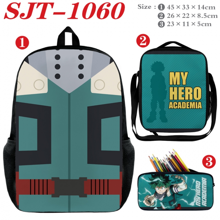 My Hero Academia Anime nylon canvas backpack pencil case crossbody bag three piece set 45x33x14cm  SJT-1060