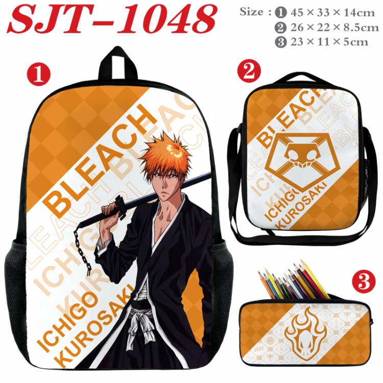 Bleach Anime nylon canvas backpack pencil case crossbody bag three piece set 45x33x14cm  SJT-1048
