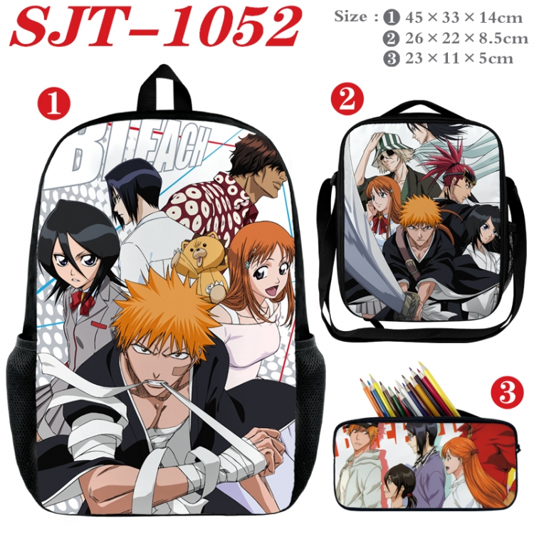 Bleach Anime nylon canvas backpack pencil case crossbody bag three piece set 45x33x14cm  SJT-1052