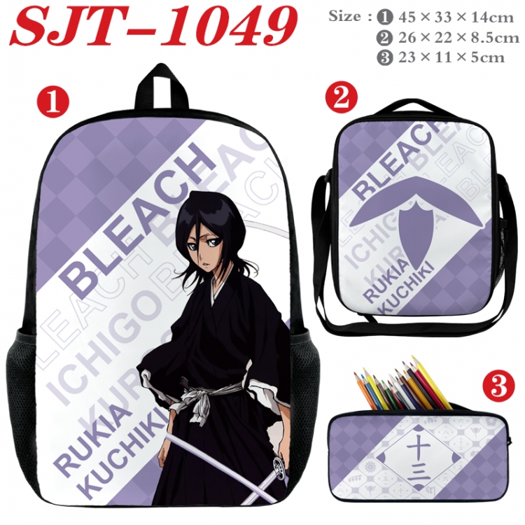 Bleach Anime nylon canvas backpack pencil case crossbody bag three piece set 45x33x14cm SJT-1049
