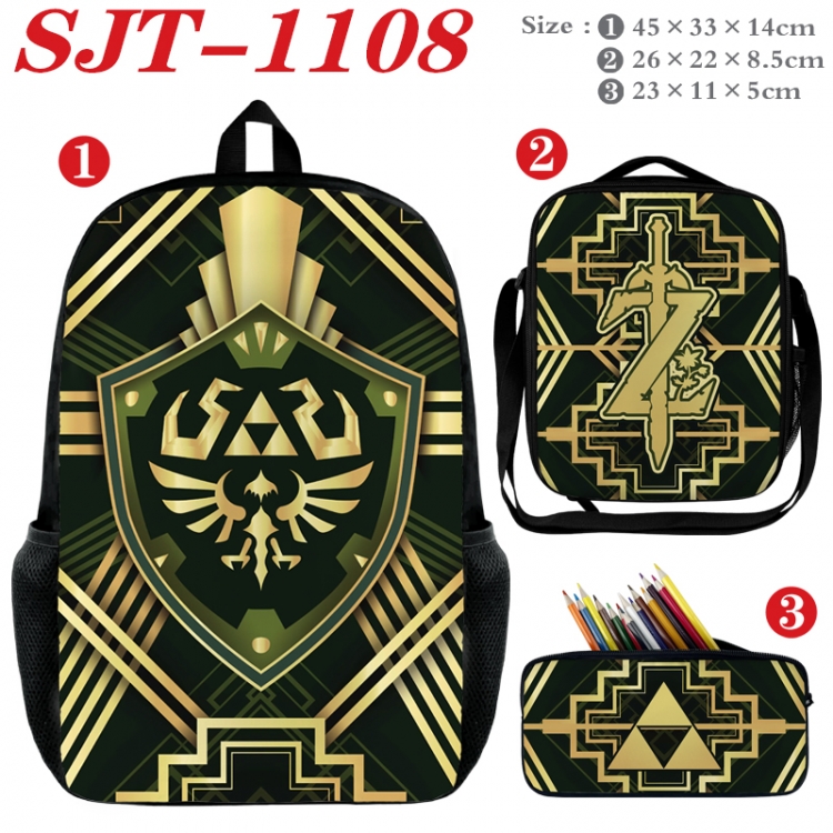 The Legend of Zelda Anime nylon canvas backpack pencil case crossbody bag three piece set 45x33x14cm SJT-1108