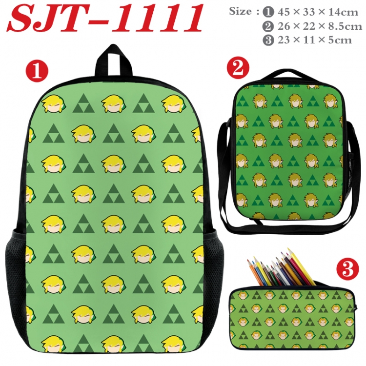 The Legend of Zelda Anime nylon canvas backpack pencil case crossbody bag three piece set 45x33x14cm  SJT-1111