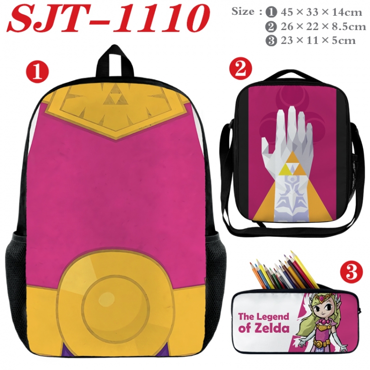The Legend of Zelda Anime nylon canvas backpack pencil case crossbody bag three piece set 45x33x14cm SJT-1110