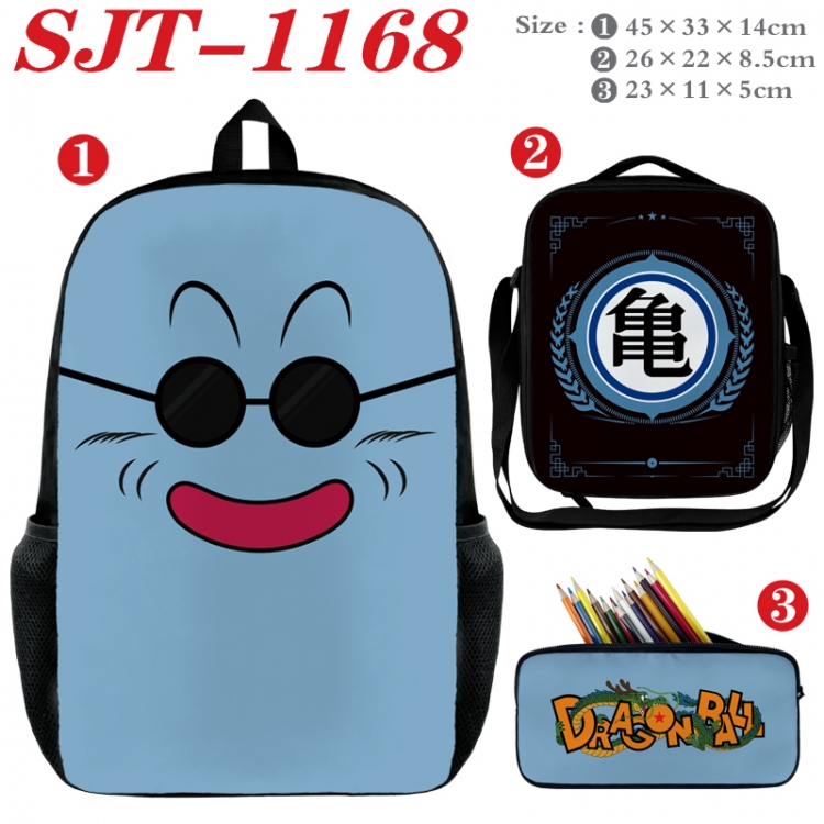 DRAGON BALL Anime nylon canvas backpack pencil case crossbody bag three piece set 45x33x14cm SJT-1168