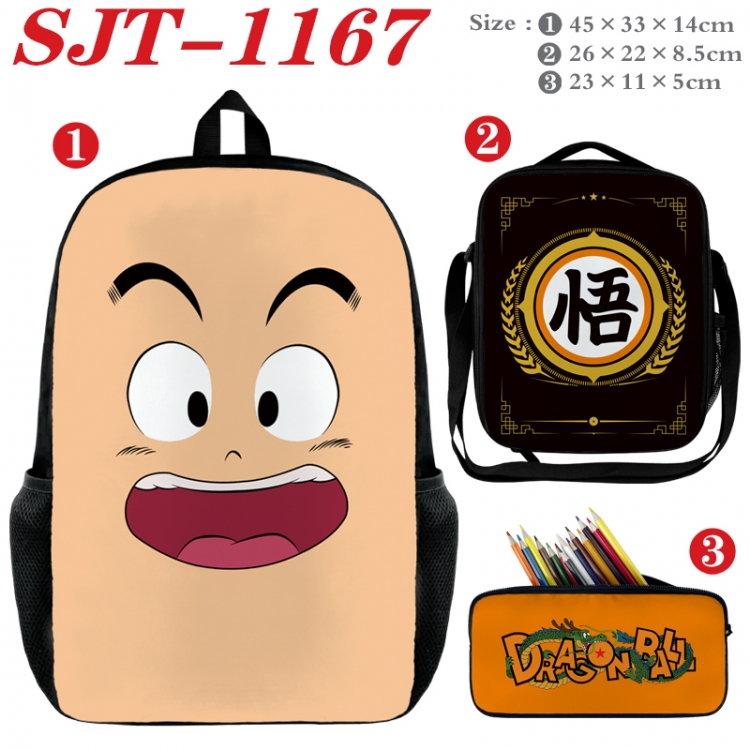 DRAGON BALL Anime nylon canvas backpack pencil case crossbody bag three piece set 45x33x14cm  SJT-1167