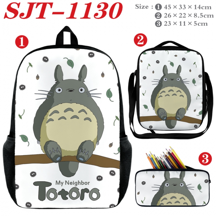 TOTORO Anime nylon canvas backpack pencil case crossbody bag three piece set 45x33x14cm  SJT-1130