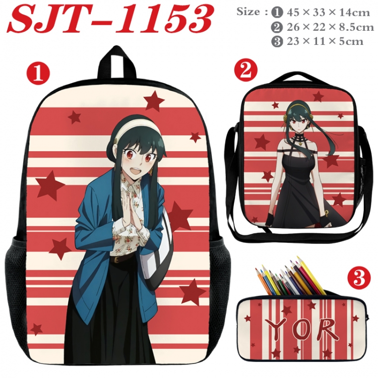 SPY×FAMILY Anime nylon canvas backpack pencil case crossbody bag three piece set 45x33x14cm
