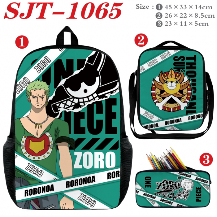 One Piece Anime nylon canvas backpack pencil case crossbody bag three piece set 45x33x14cm