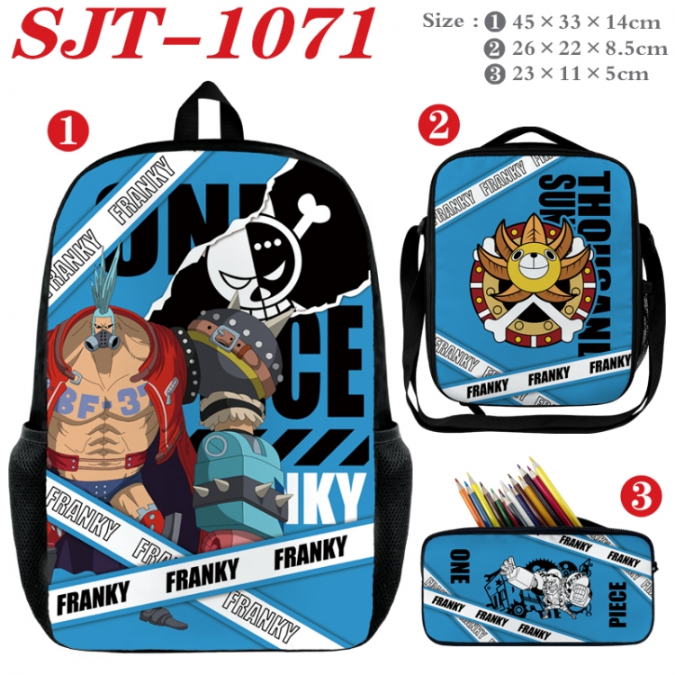 One Piece Anime nylon canvas backpack pencil case crossbody bag three piece set 45x33x14cm