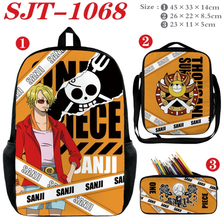 One Piece Anime nylon canvas backpack pencil case crossbody bag three piece set 45x33x14cm