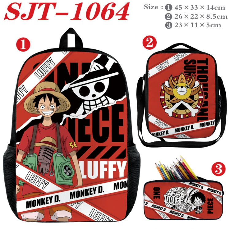 One Piece Anime nylon canvas backpack pencil case crossbody bag three piece set 45x33x14cm