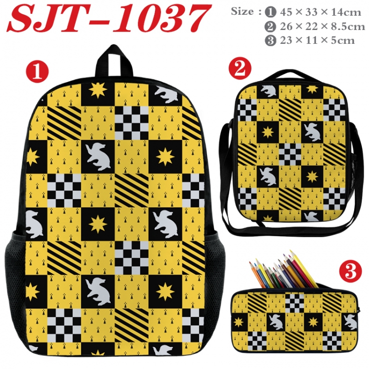 Harry Potter Anime nylon canvas backpack pencil case crossbody bag three piece set 45x33x14cm