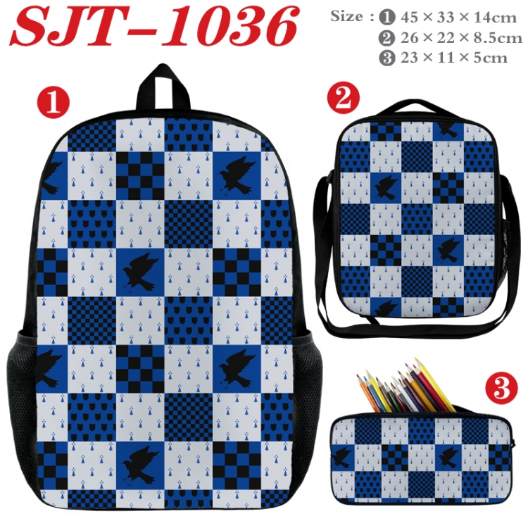 Harry Potter Anime nylon canvas backpack pencil case crossbody bag three piece set 45x33x14cm