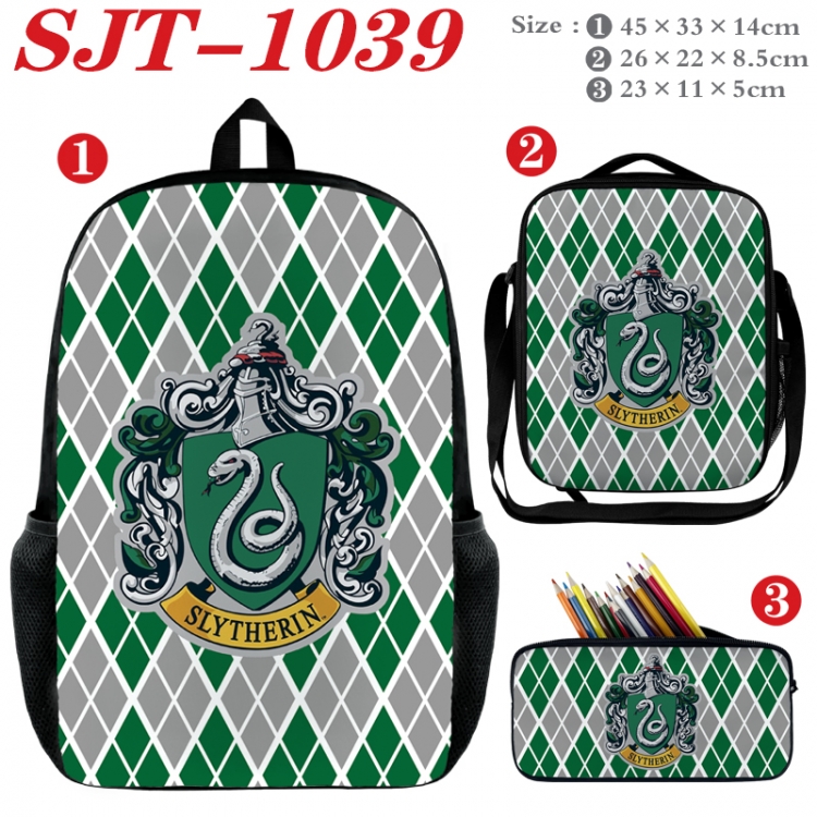 Harry Potter Anime nylon canvas backpack pencil case crossbody bag three piece set 45x33x14cm