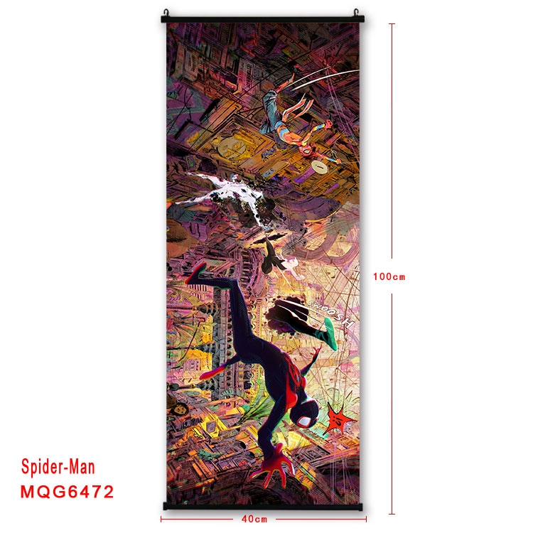 Spiderman Anime black Plastic rod Cloth painting Wall Scroll  40X100CM MQG-6472