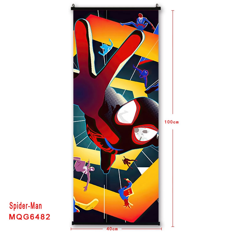 Spiderman Anime black Plastic rod Cloth painting Wall Scroll  40X100CM MQG-6482