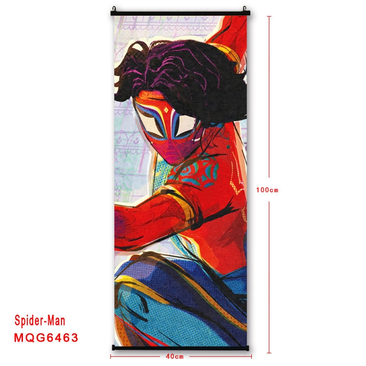 Spiderman Anime black Plastic rod Cloth painting Wall Scroll  40X100CM  MQG-6463