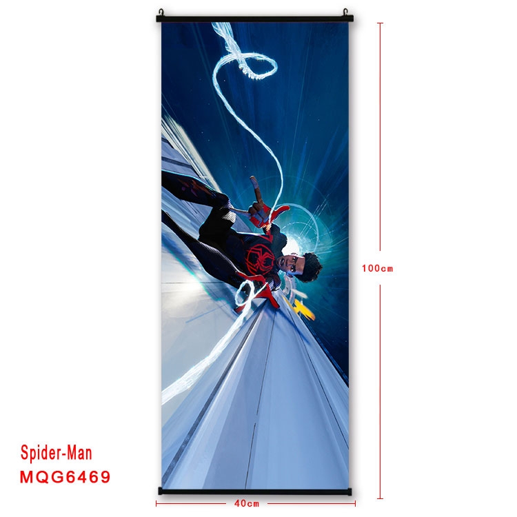 Spiderman Anime black Plastic rod Cloth painting Wall Scroll  40X100CM  MQG-6469