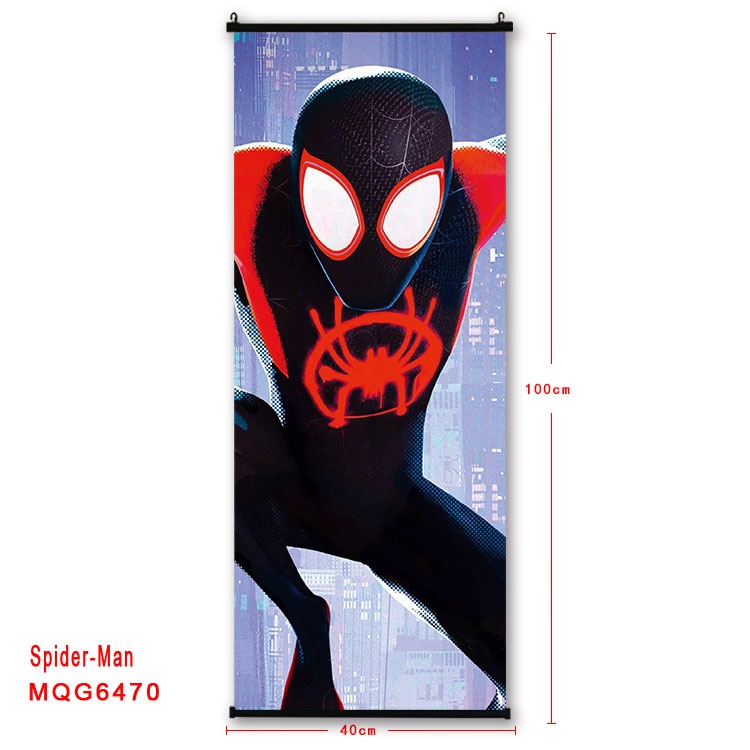 Spiderman Anime black Plastic rod Cloth painting Wall Scroll  40X100CM MQG-6470