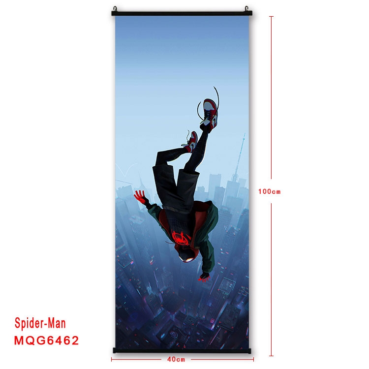 Spiderman Anime black Plastic rod Cloth painting Wall Scroll  40X100CM  MQG-6462
