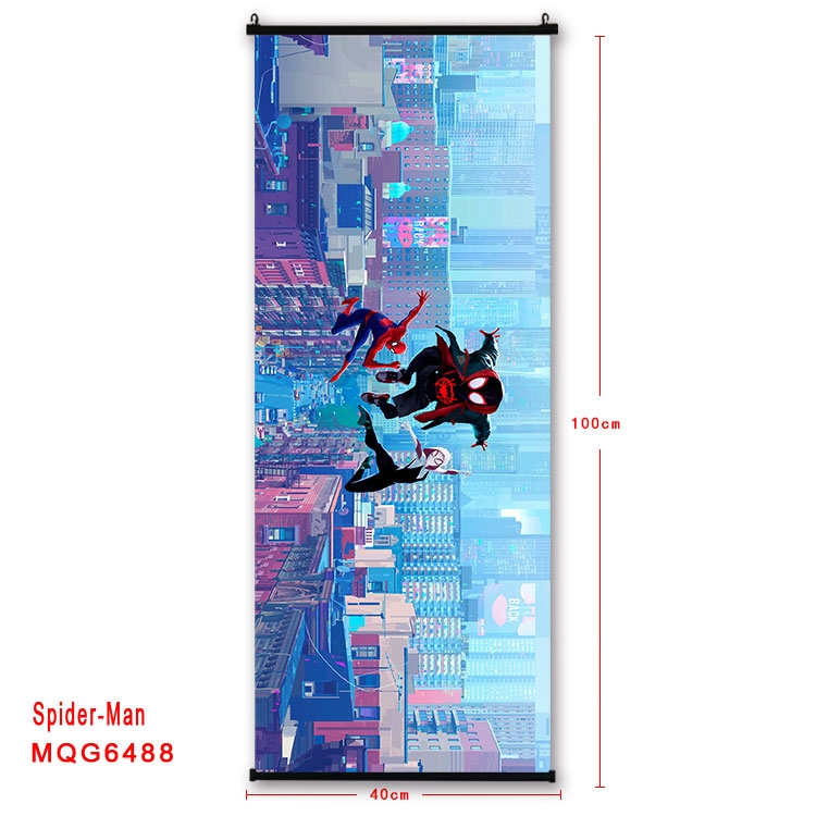 Spiderman Anime black Plastic rod Cloth painting Wall Scroll  40X100CM MQG-6488