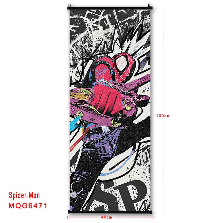 Spiderman Anime black Plastic rod Cloth painting Wall Scroll  40X100CM MQG-6471