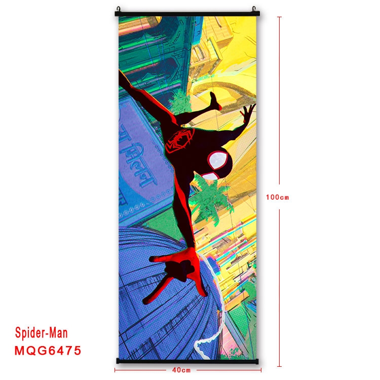 Spiderman Anime black Plastic rod Cloth painting Wall Scroll  40X100CM  MQG-6475