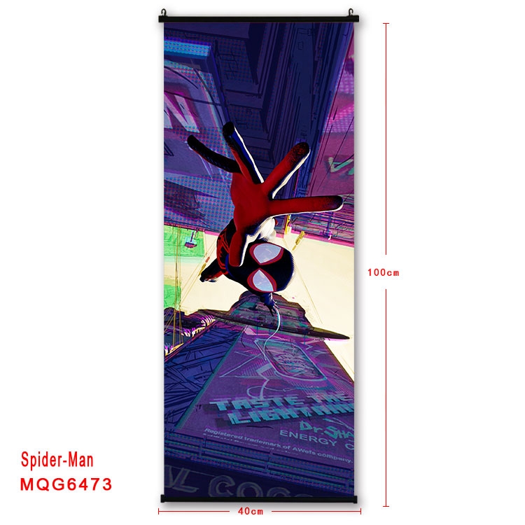 Spiderman Anime black Plastic rod Cloth painting Wall Scroll  40X100CM MQG-6473