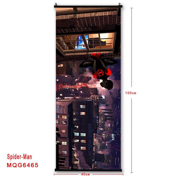 Spiderman Anime black Plastic rod Cloth painting Wall Scroll  40X100CM MQG-6465