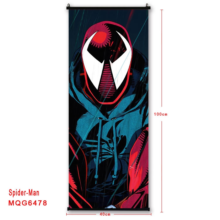 Spiderman Anime black Plastic rod Cloth painting Wall Scroll  40X100CM MQG-6478
