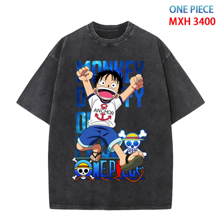 One Piece Anime peripheral pure cotton washed and worn T-shirt from S to 4XL  MXH-3400