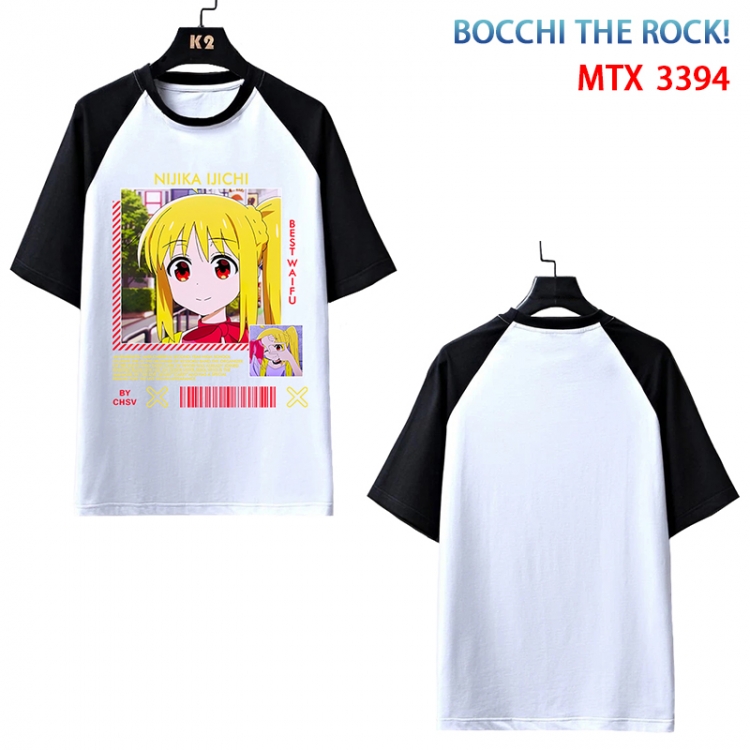 Bocchi the Rock Anime raglan sleeve cotton T-shirt from XS to 3XL MTX-3394-3