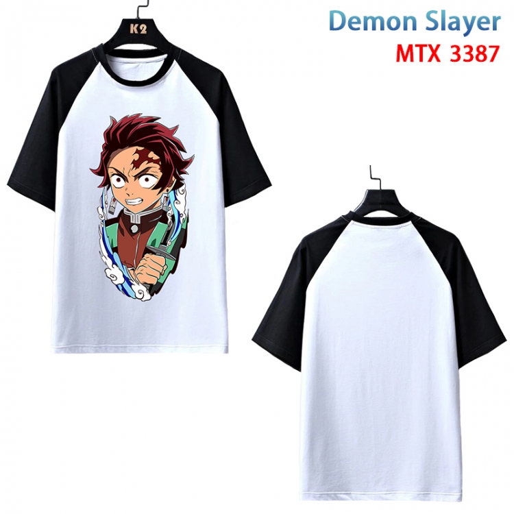 Demon Slayer Kimets Anime raglan sleeve cotton T-shirt from XS to 3XL MTX-3387-1