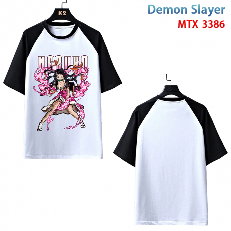 Demon Slayer Kimets Anime raglan sleeve cotton T-shirt from XS to 3XL MTX-3386-3